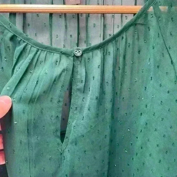 JCREW Point Sur Women’s Size Small Blouse With Camisole Green pin dot‎ chiffon - Picture 6 of 8